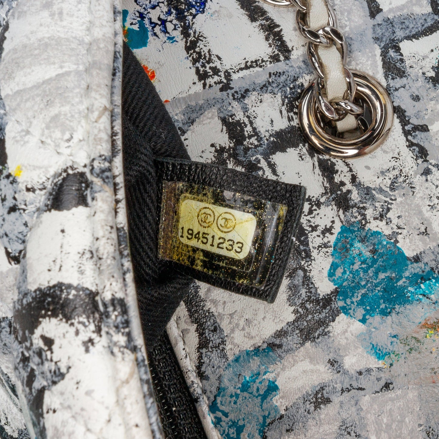 Chanel Sac Mini Rectangular Calfskin Hand Painted Graffiti Flap