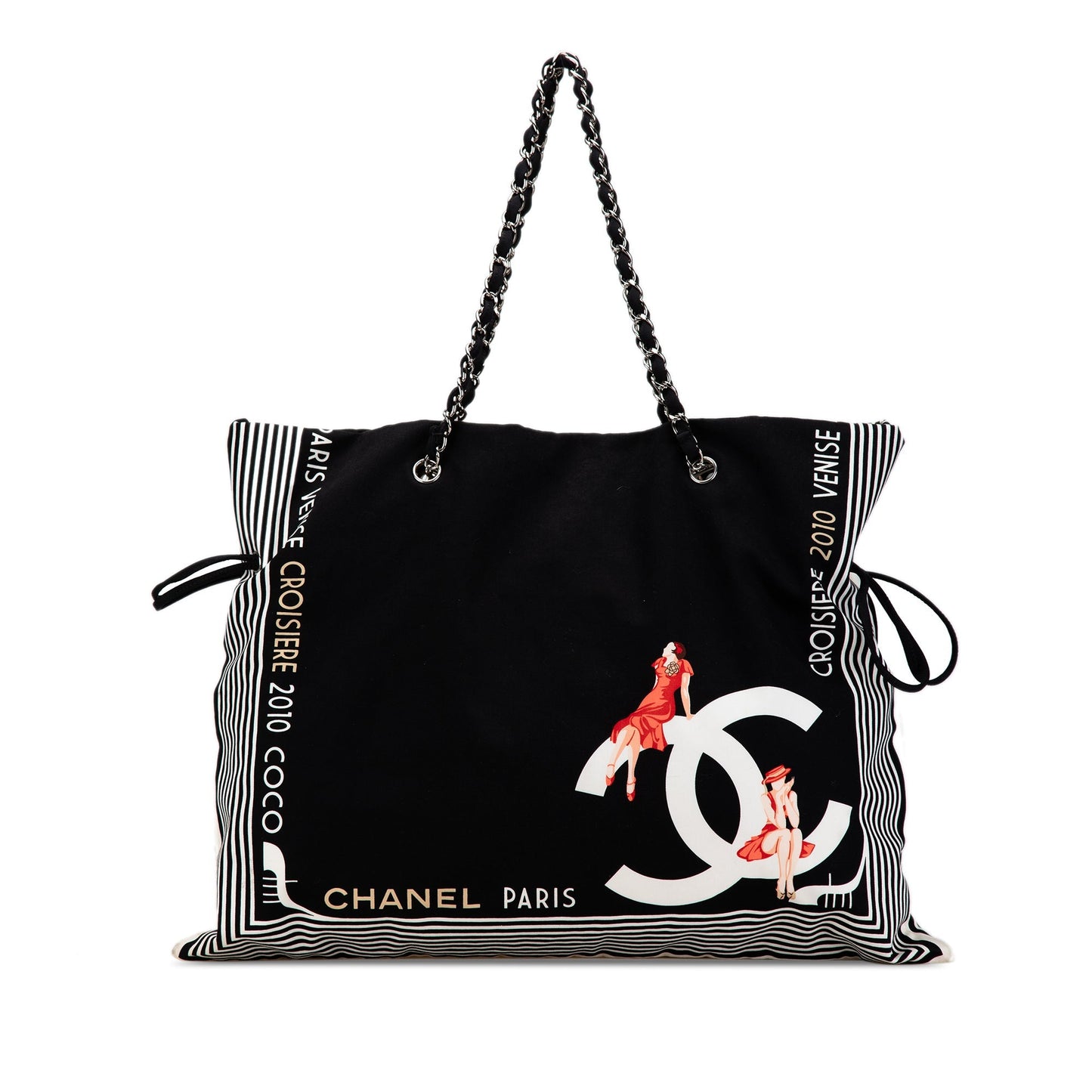 Black Chanel Paris-Venice Canvas Bon Bon Tote