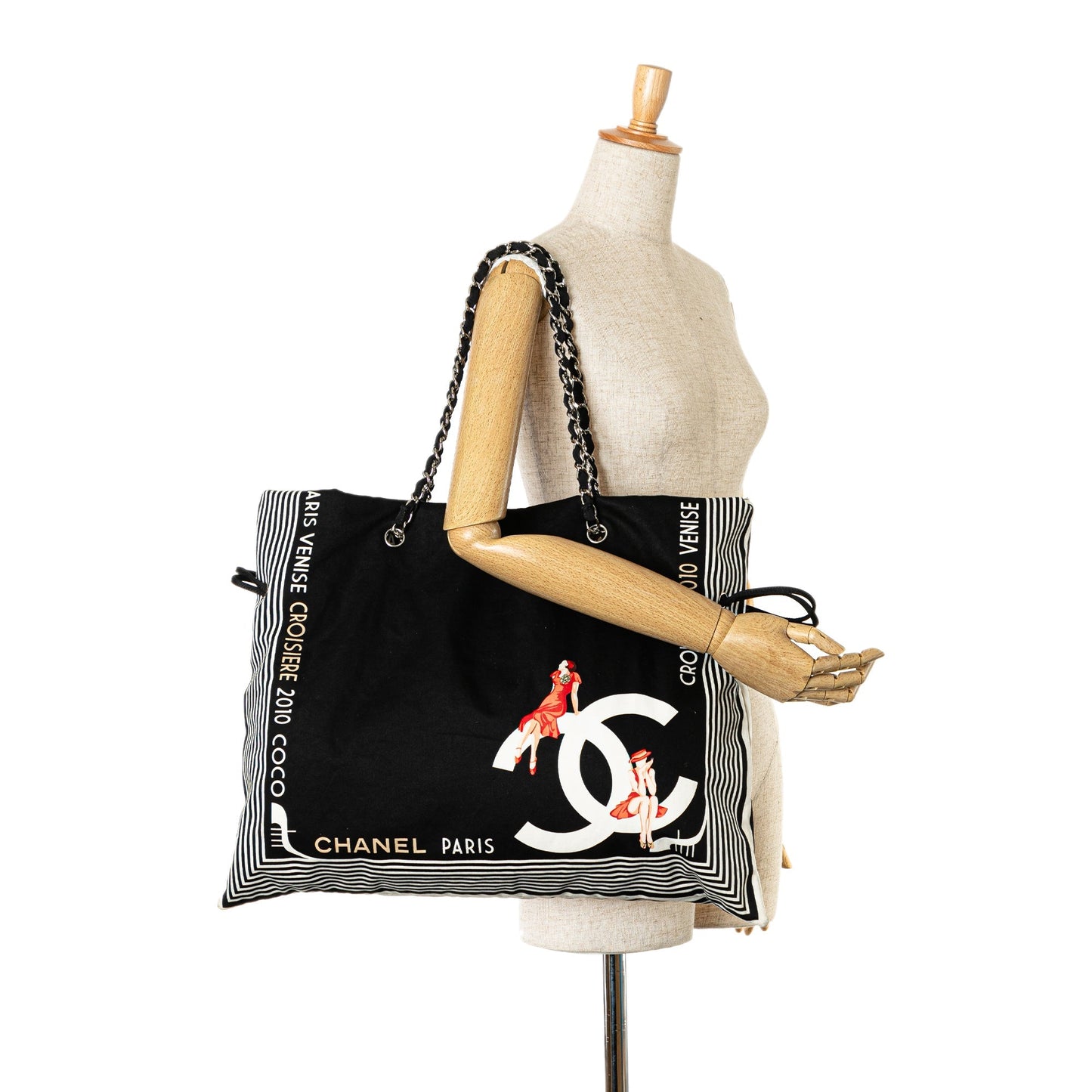 Black Chanel Paris-Venice Canvas Bon Bon Tote