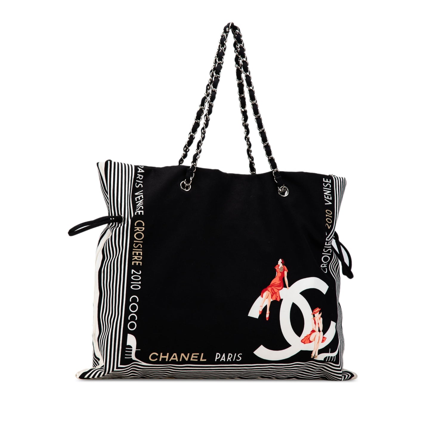 Black Chanel Paris-Venice Canvas Bon Bon Tote
