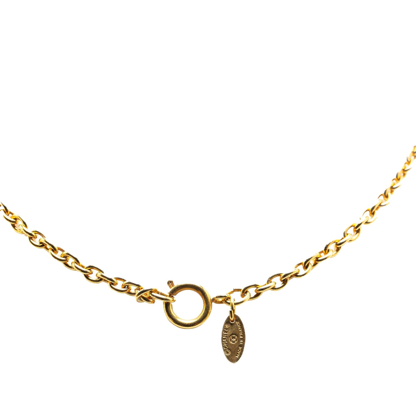 Gold Chanel Gold Plated CC Pendant Necklace