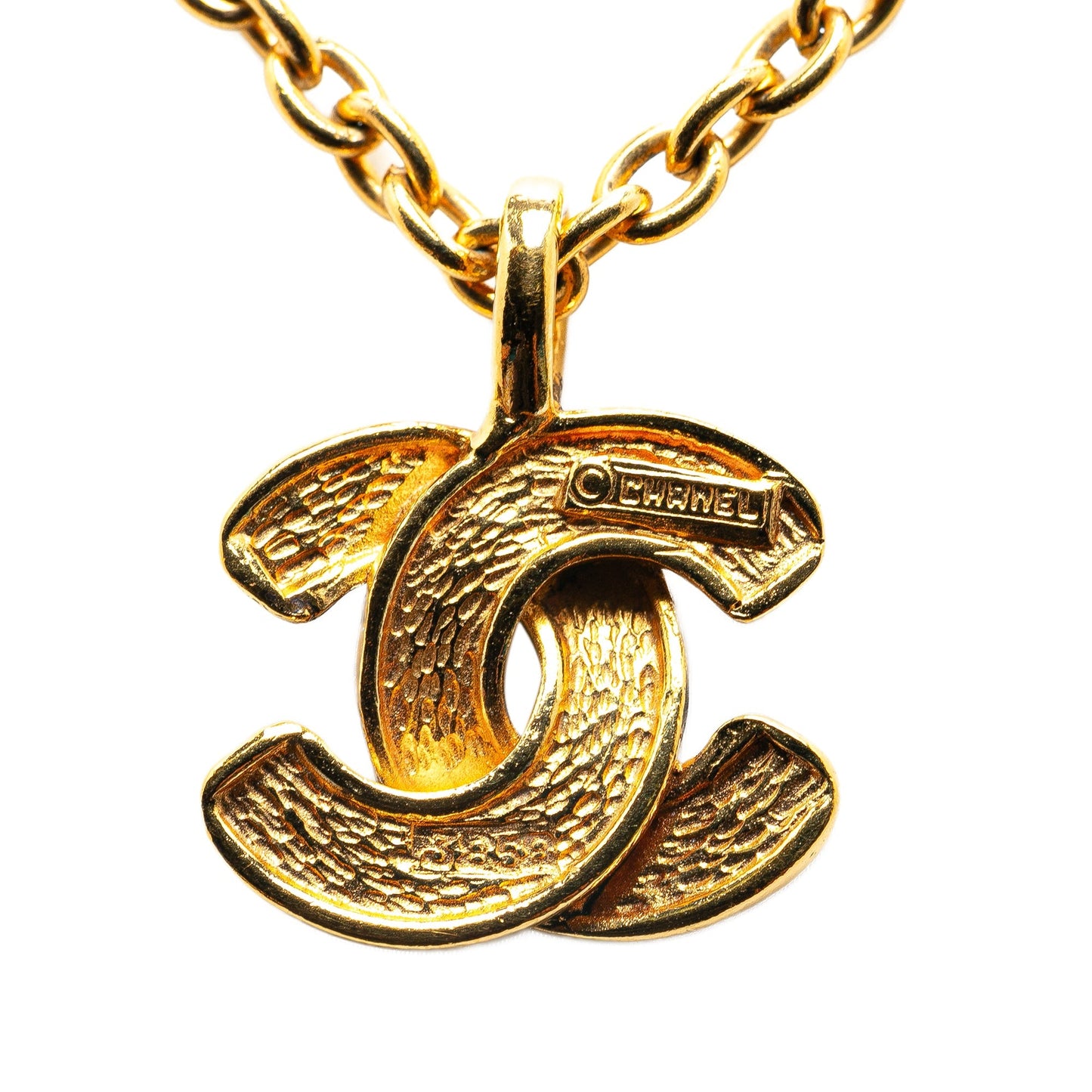 Gold Chanel Gold Plated CC Pendant Necklace