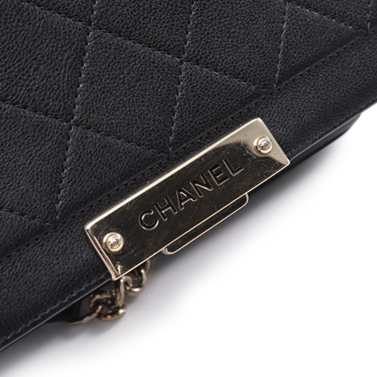 Black Chanel Medium Quilted Calfskin Label Click Flap Satchel
