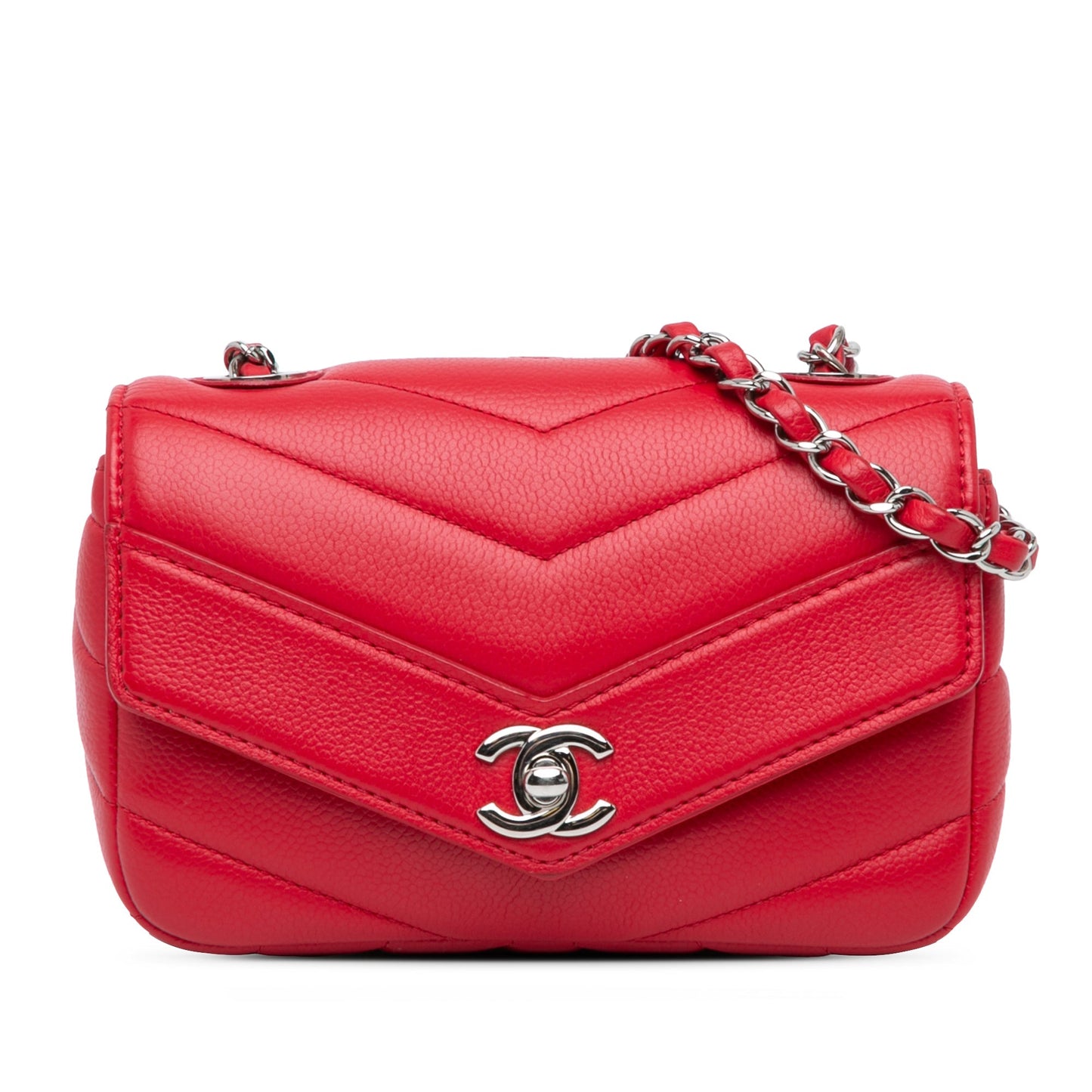 Chanel Sac Mini Caviar Chevron Data Center Envelope Flap Bag