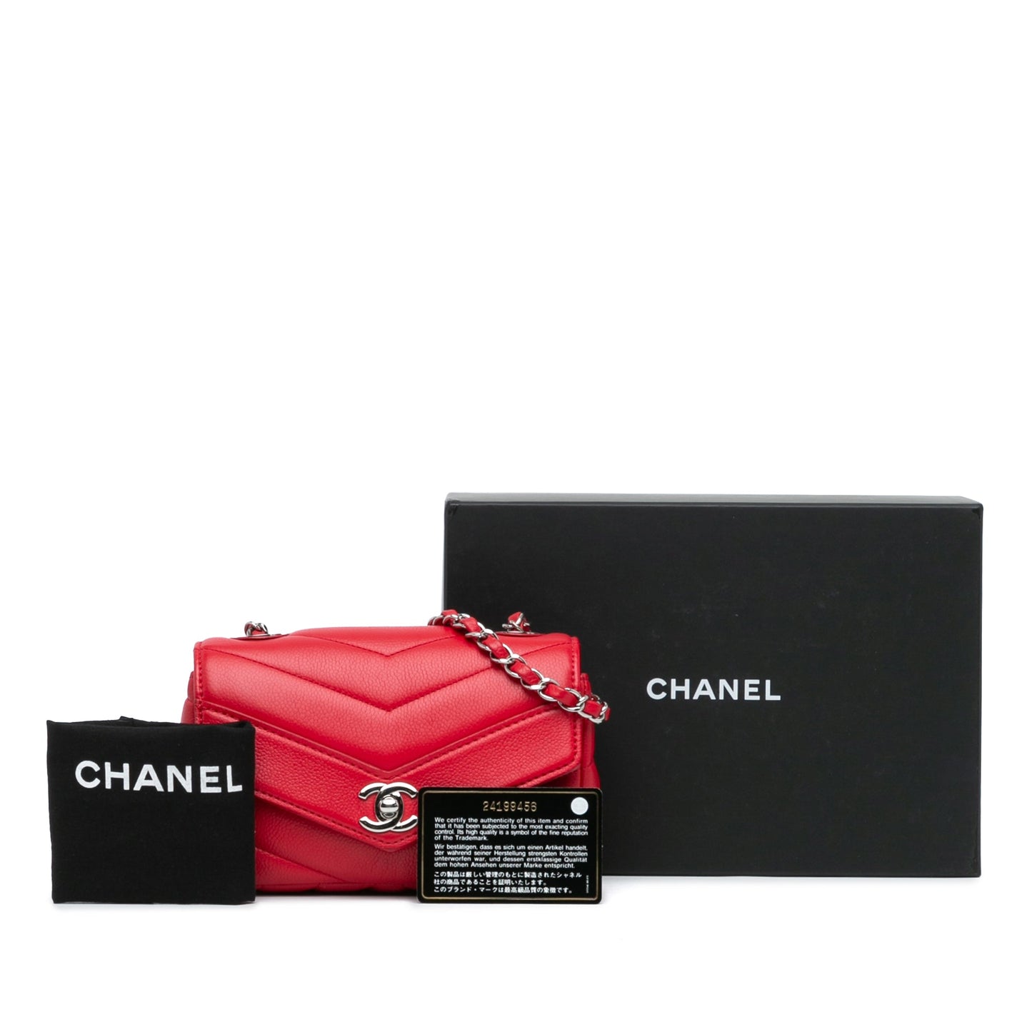 Chanel Sac Mini Caviar Chevron Data Center Envelope Flap Bag