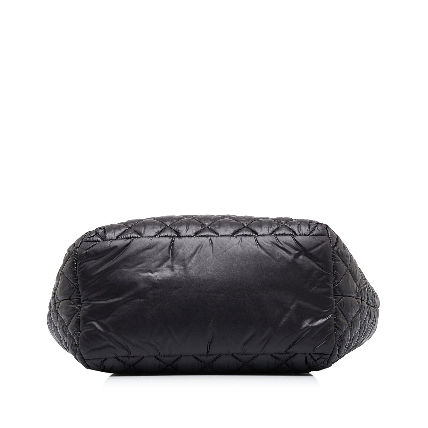 Chanel Coco Black Quilted Nylon Silver