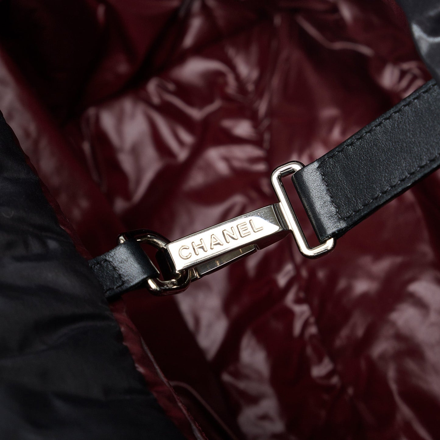 Chanel Coco Black Quilted Nylon Silver
