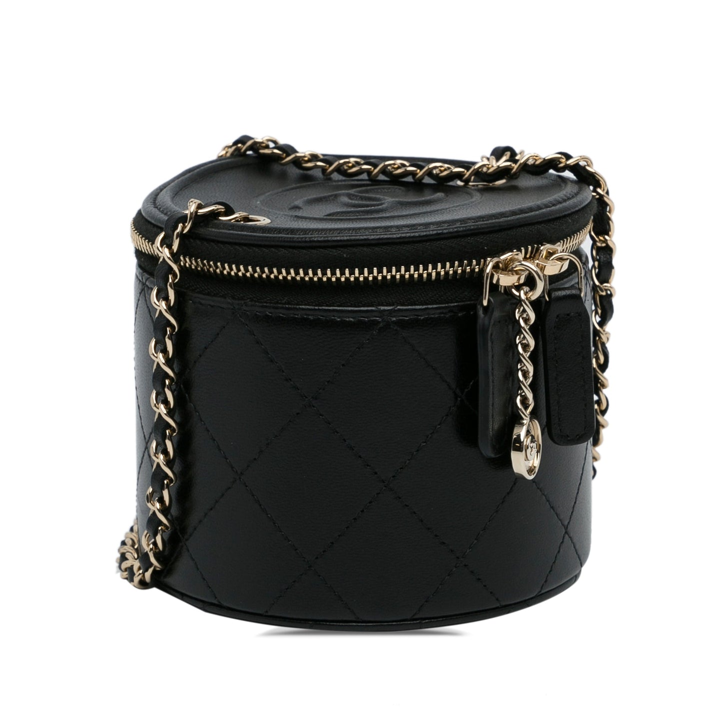 Black Chanel CC Round Vanity Bag