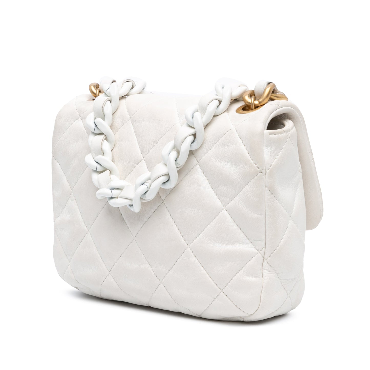 Chanel Sac Mini Quilted Lambskin Lacquered Chain Flap