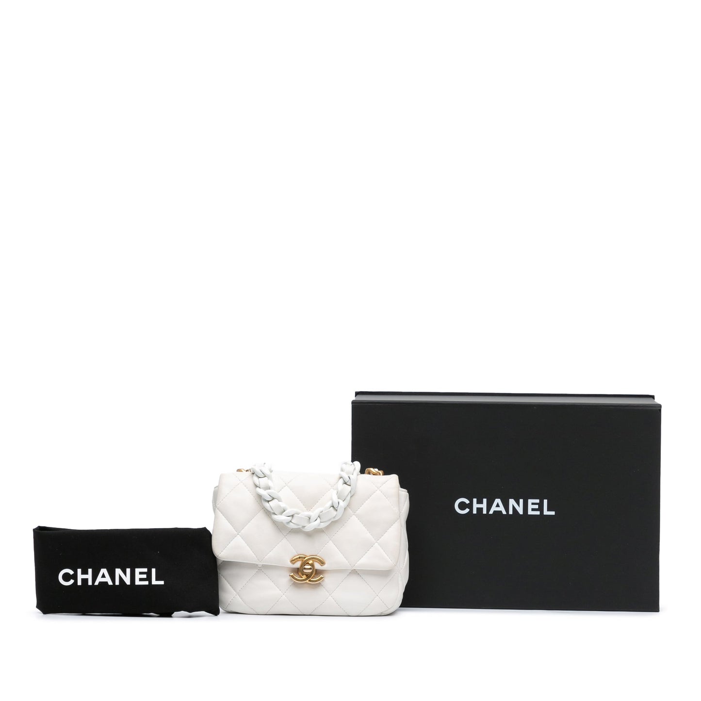 Chanel Sac Mini Quilted Lambskin Lacquered Chain Flap