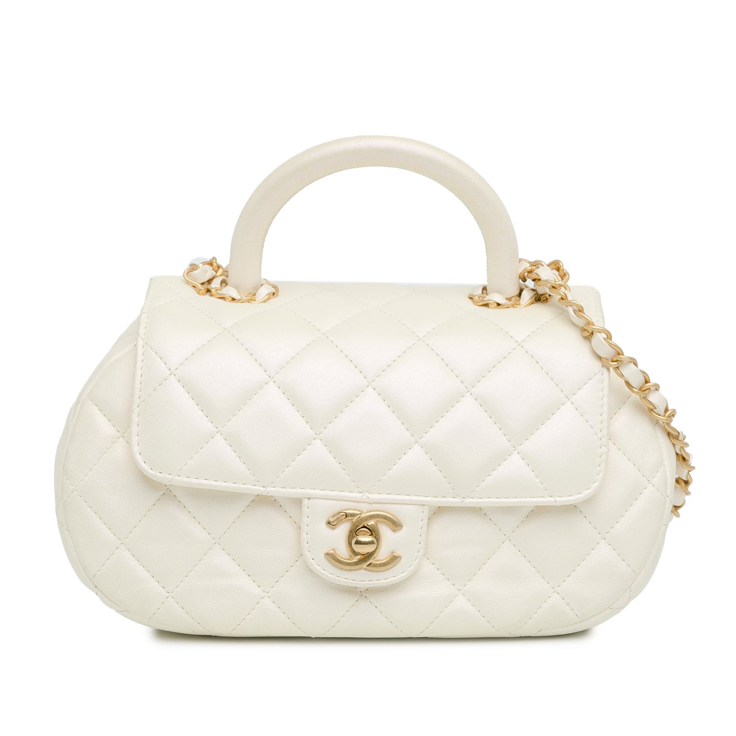 Chanel Sac CC Quilted Lambskin Top Handle Flap