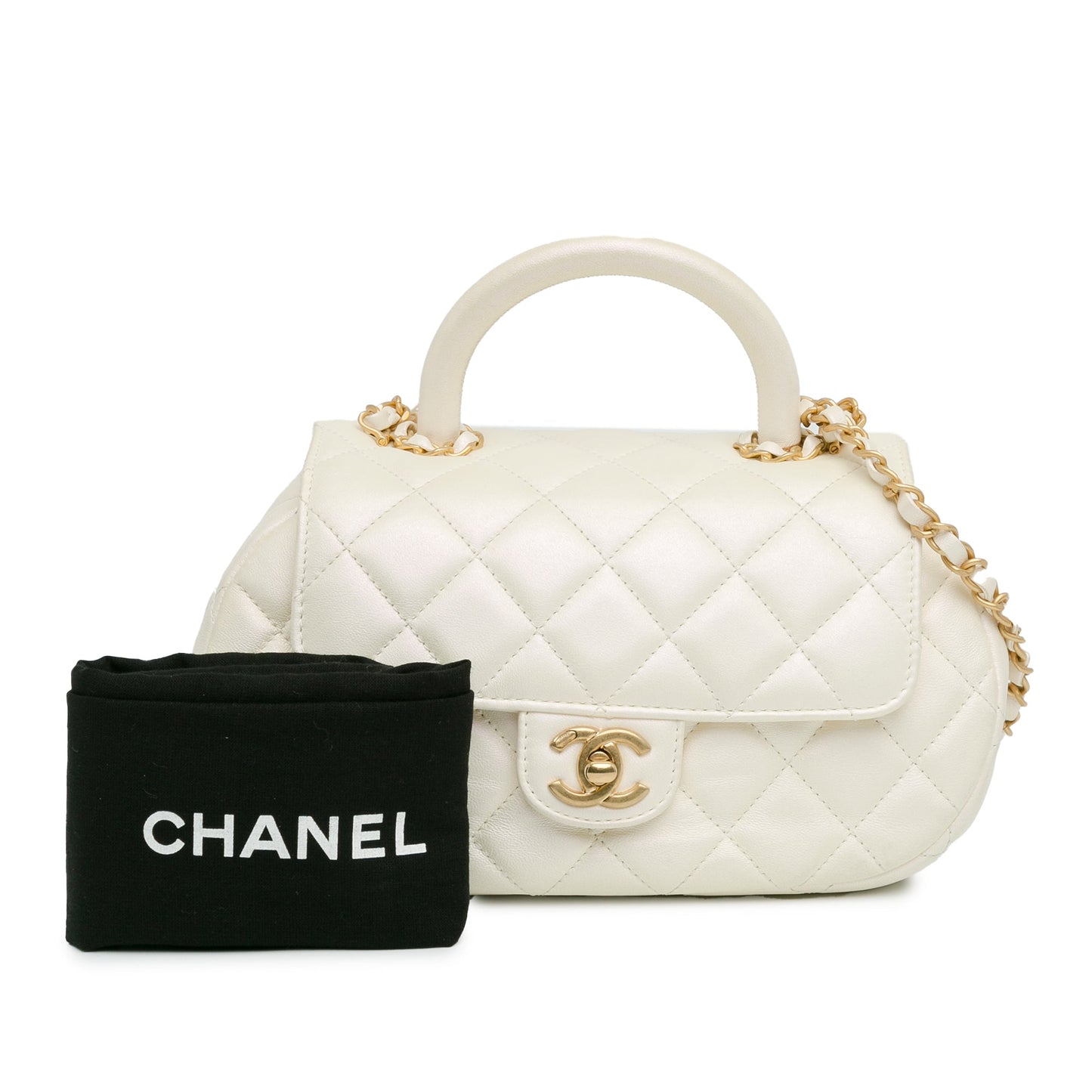 Chanel Sac CC Quilted Lambskin Top Handle Flap