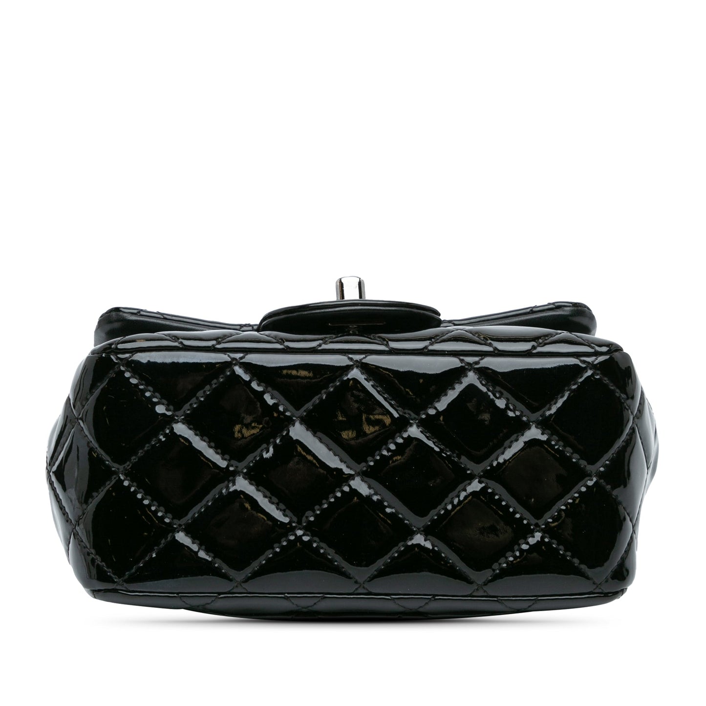 Black Chanel Mini Square Classic Patent Single Flap Crossbody Bag