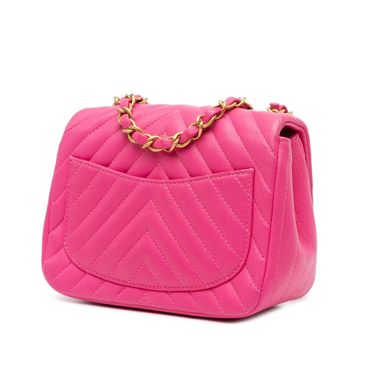 Chanel Sac Mini Square Classic Chevron Lambskin Flap