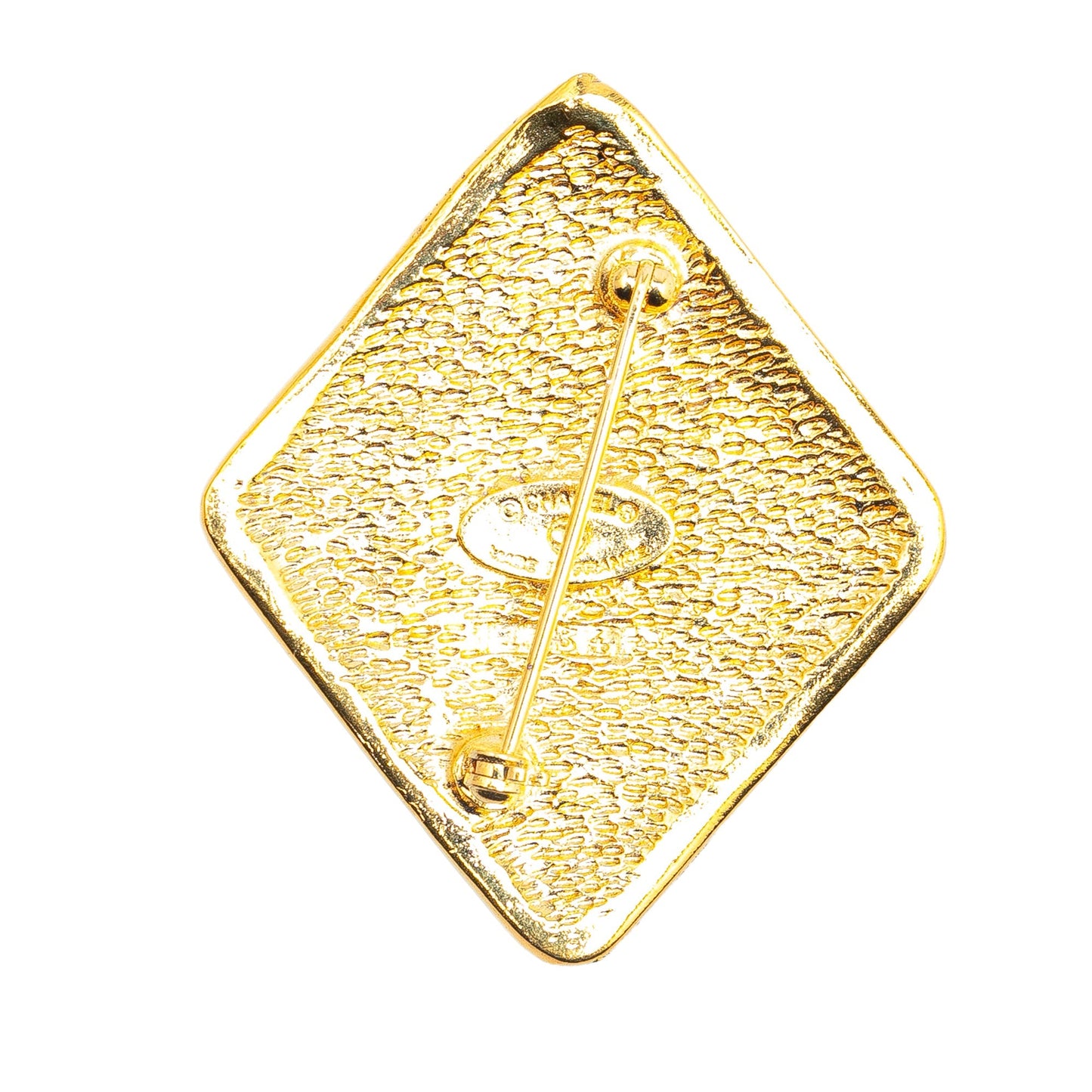 Gold Chanel Gold Plated CC Diamond Brooch