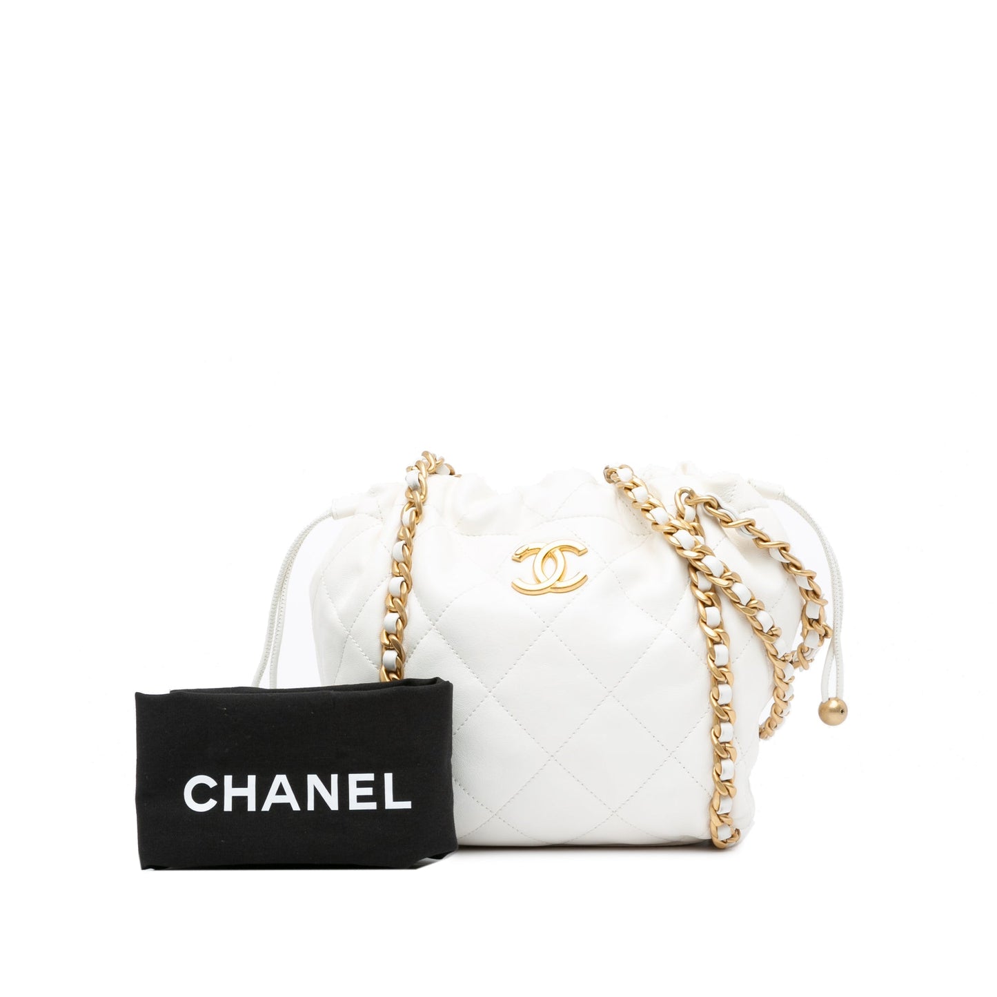Chanel Sac Quilted Lambskin Chain Around Bucket Bag
