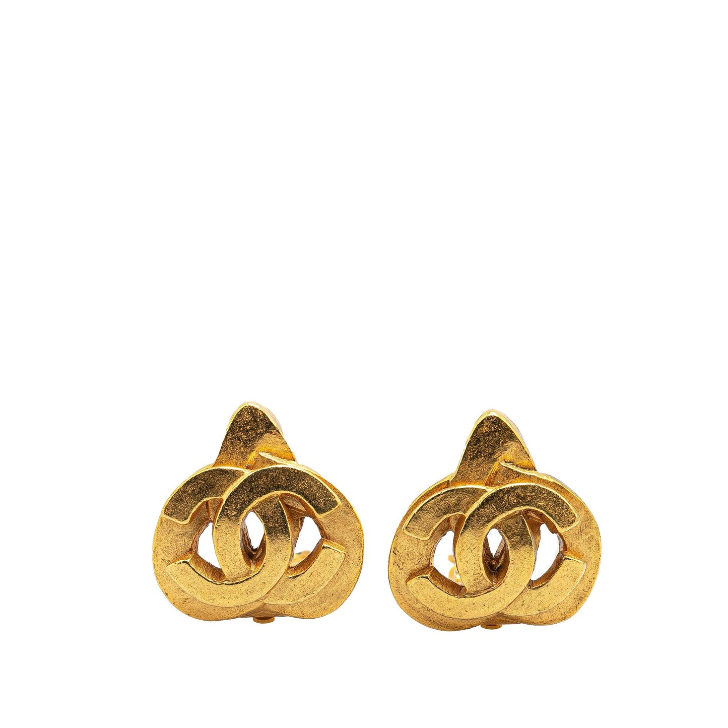 Gold Chanel Gold Plated CC Clip On Earrings