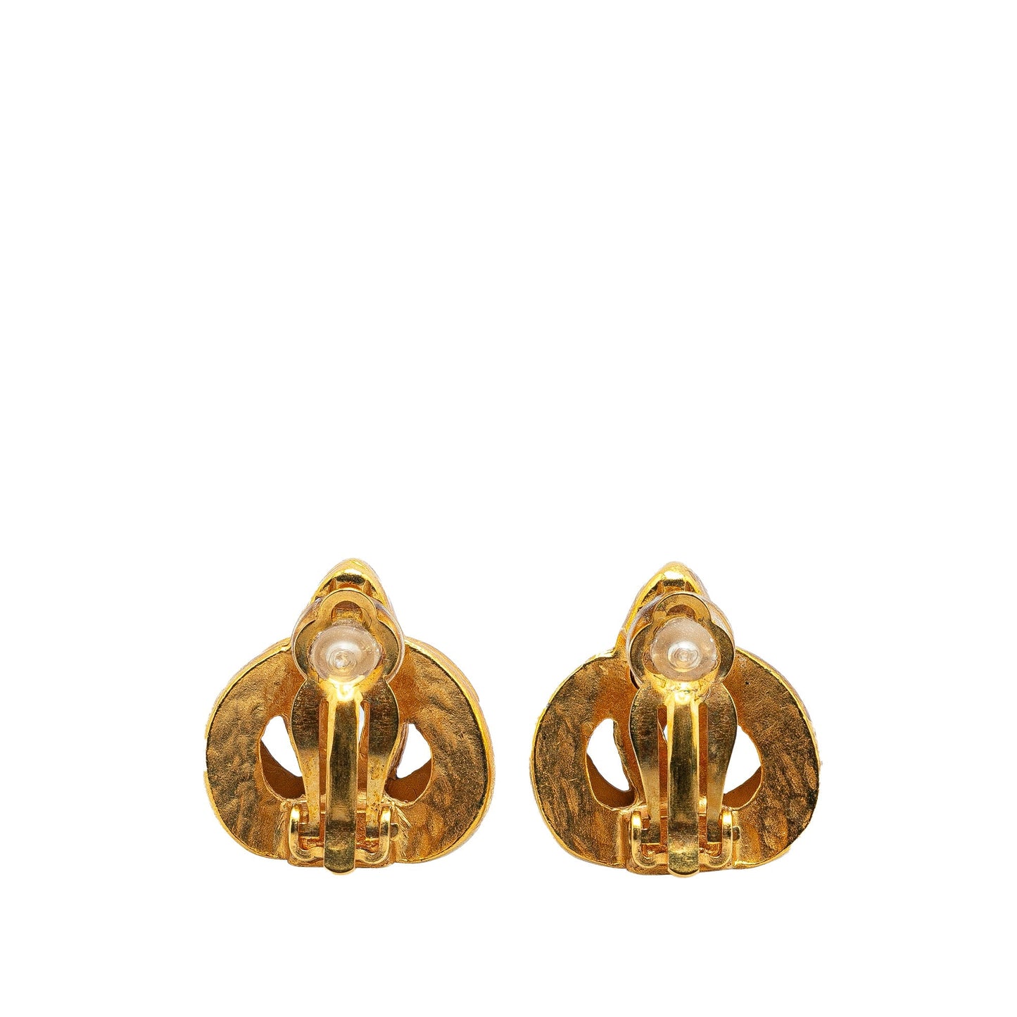 Gold Chanel Gold Plated CC Clip On Earrings