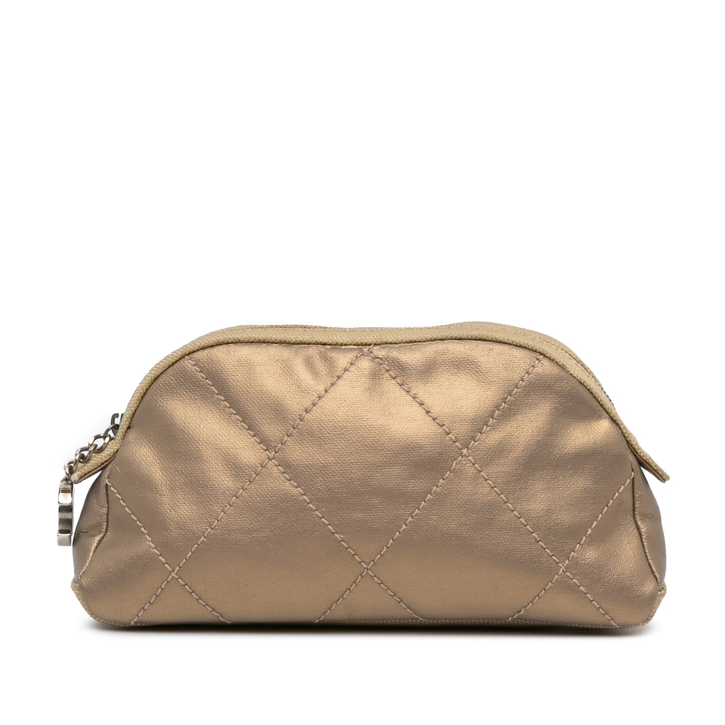 Chanel Sac Paris Biarritz Quilted Metallic Coated Canvas Cosmetic Pouch