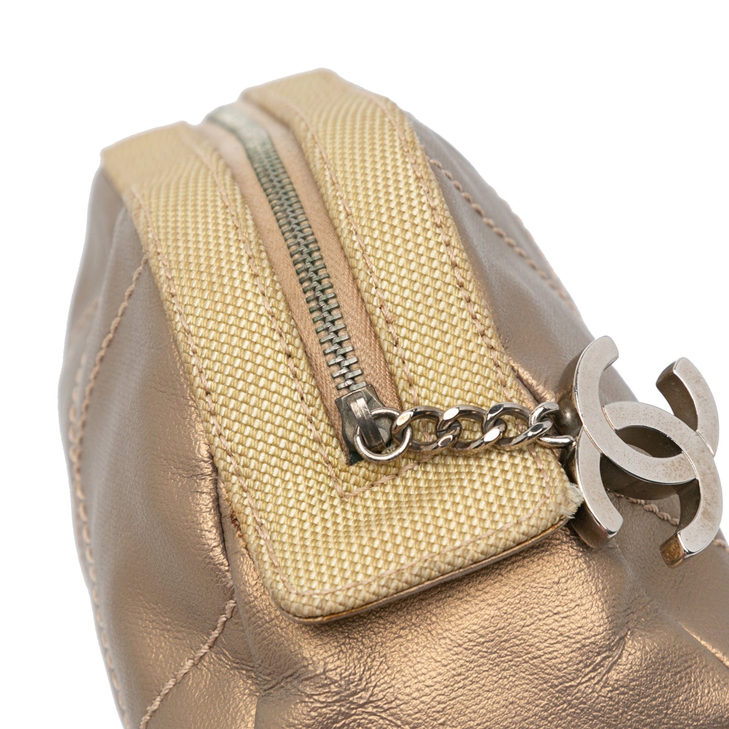 Chanel Sac Paris Biarritz Quilted Metallic Coated Canvas Cosmetic Pouch