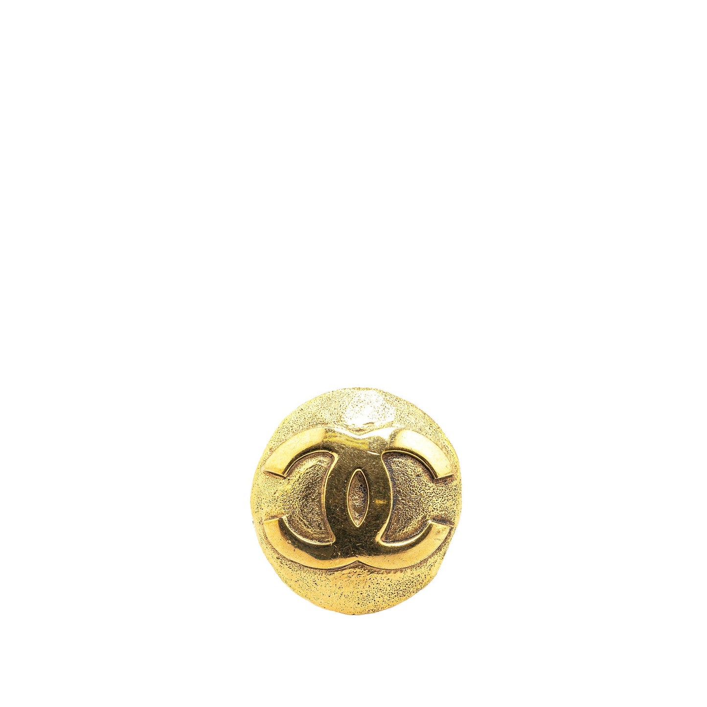 Gold Chanel Gold Plated CC Round Brooch