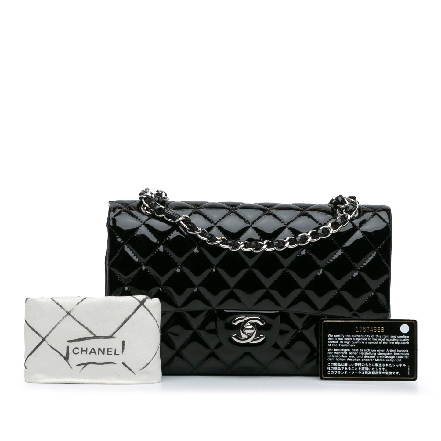 Black Chanel Medium Classic Patent Double Flap Shoulder Bag