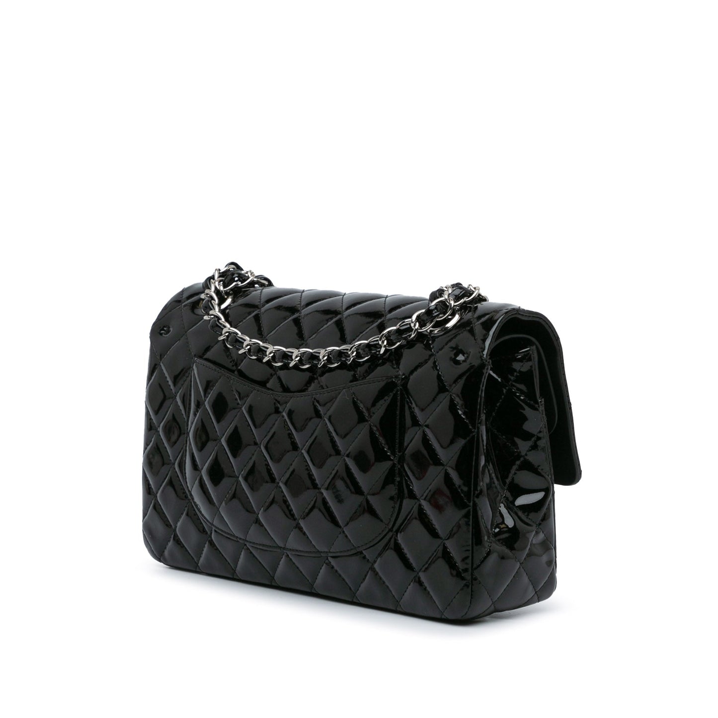 Black Chanel Medium Classic Patent Double Flap Shoulder Bag