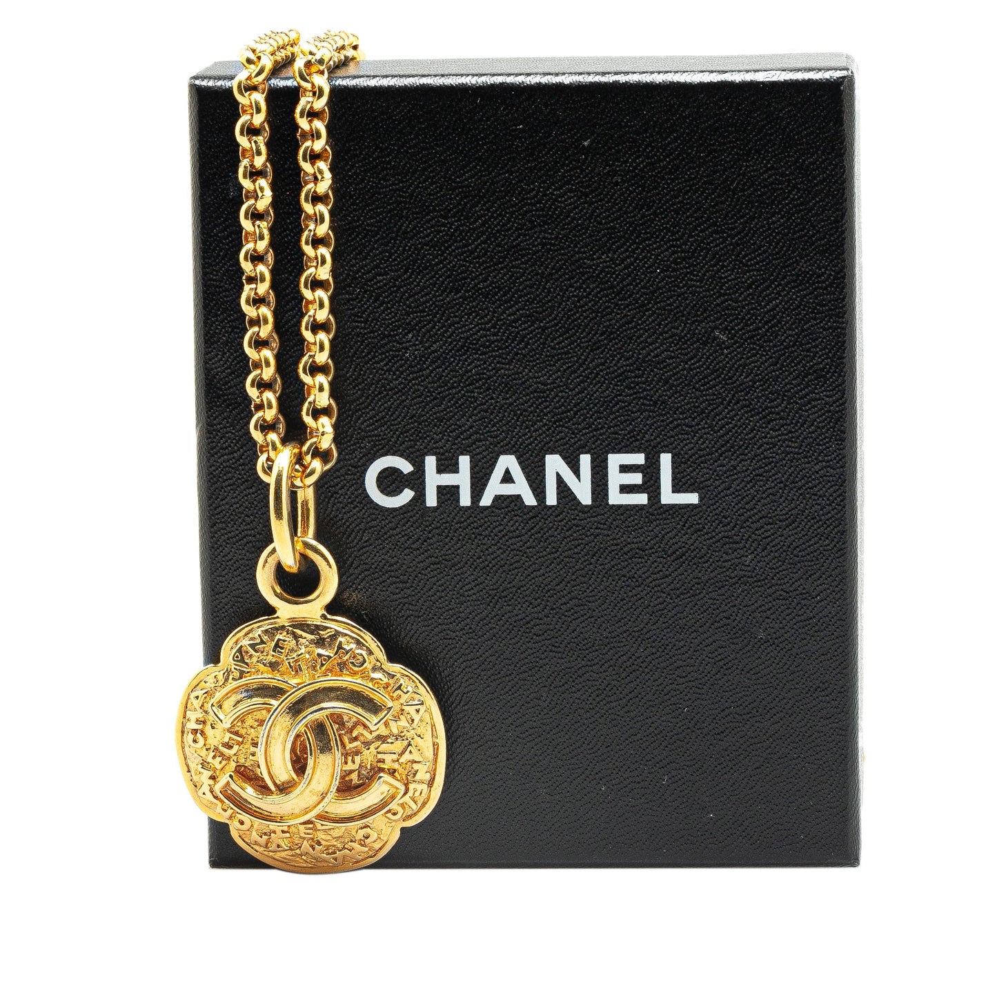 Gold Chanel Gold Plated CC Medallion Pendant Necklace