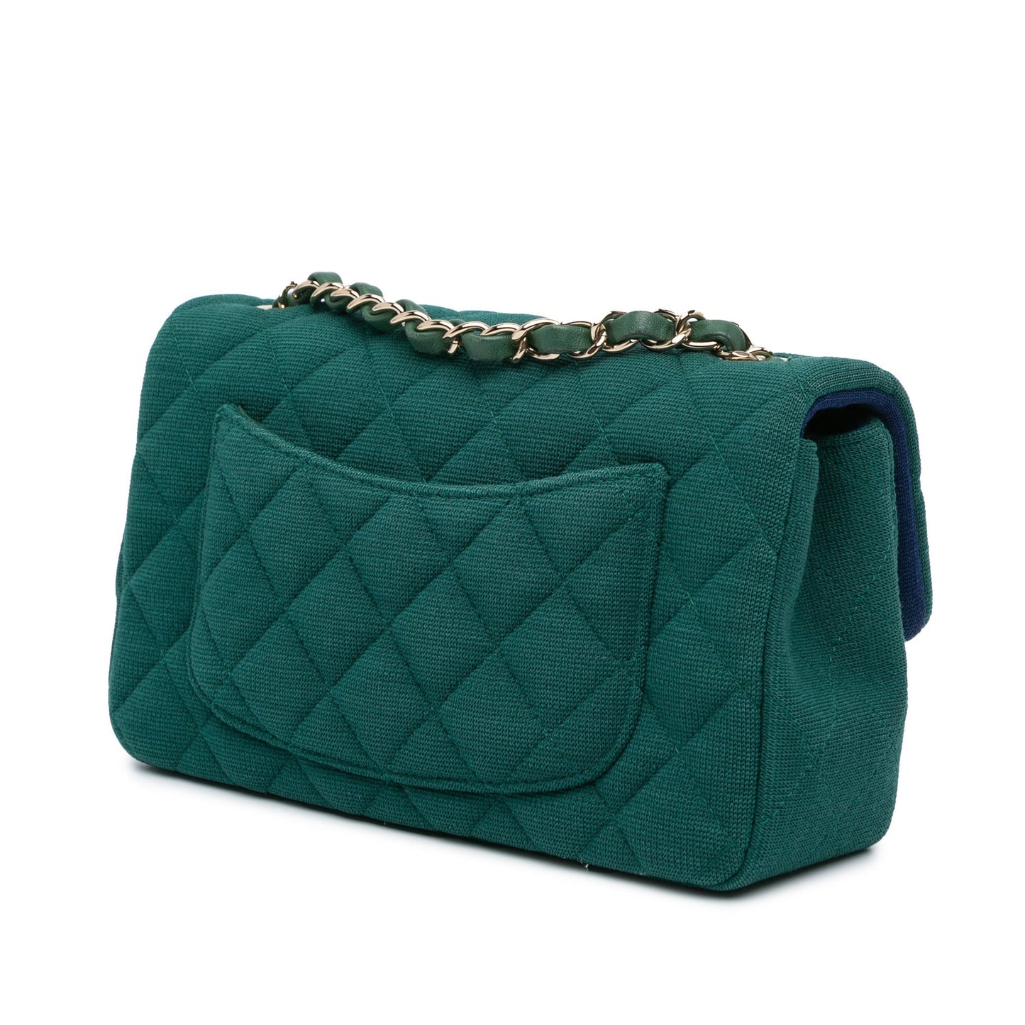 Green Chanel Mini Rectangular Classic Jersey Single Flap Crossbody Bag