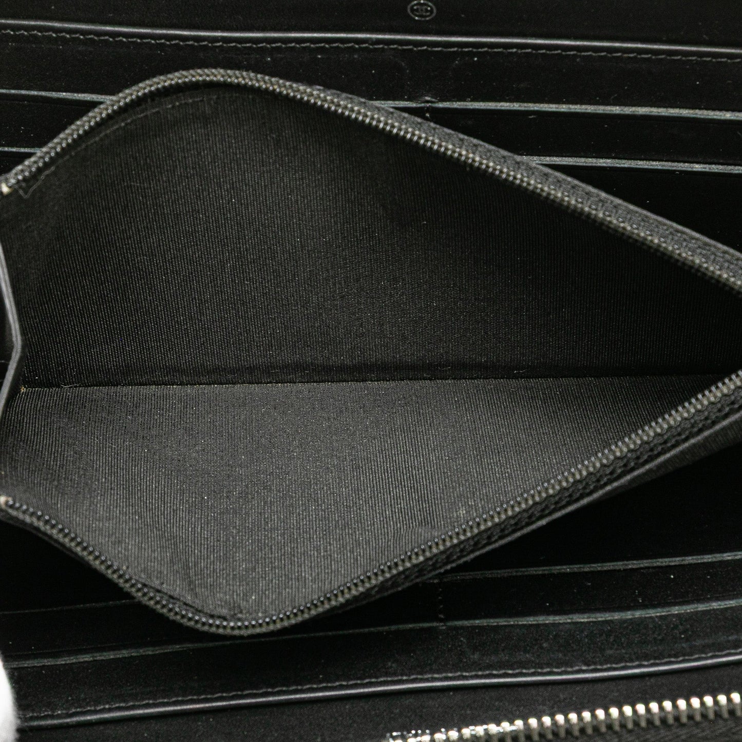 Black Chanel Quilted Patent Brilliant Zip Around Wallet