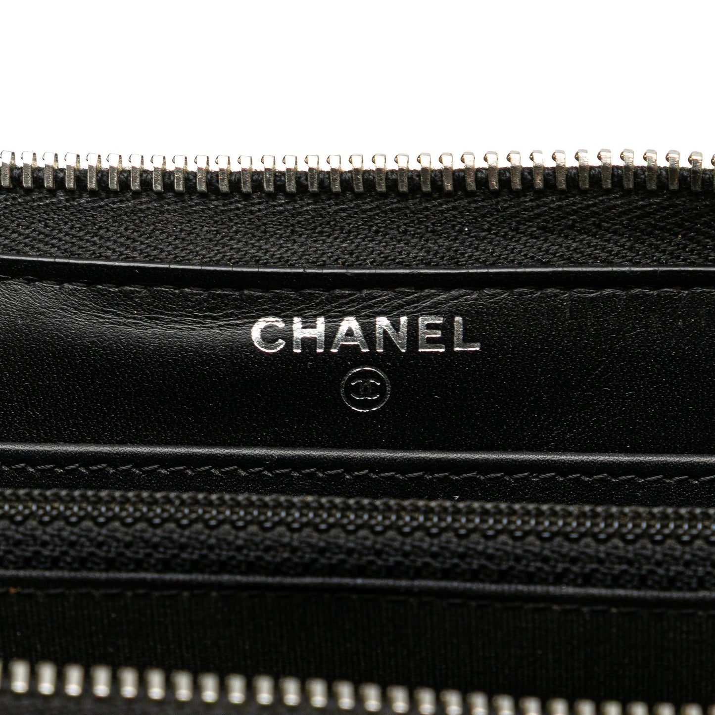 Black Chanel Quilted Patent Brilliant Zip Around Wallet