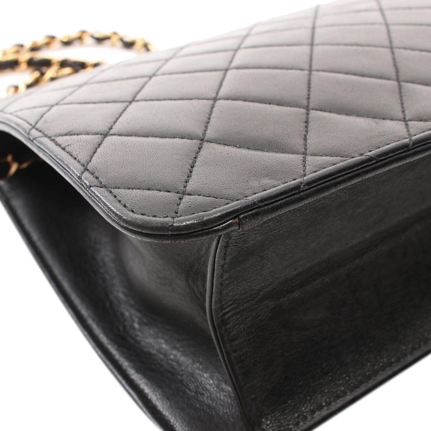 Black Chanel CC Quilted Lambskin Single Flap Crossbody Bag