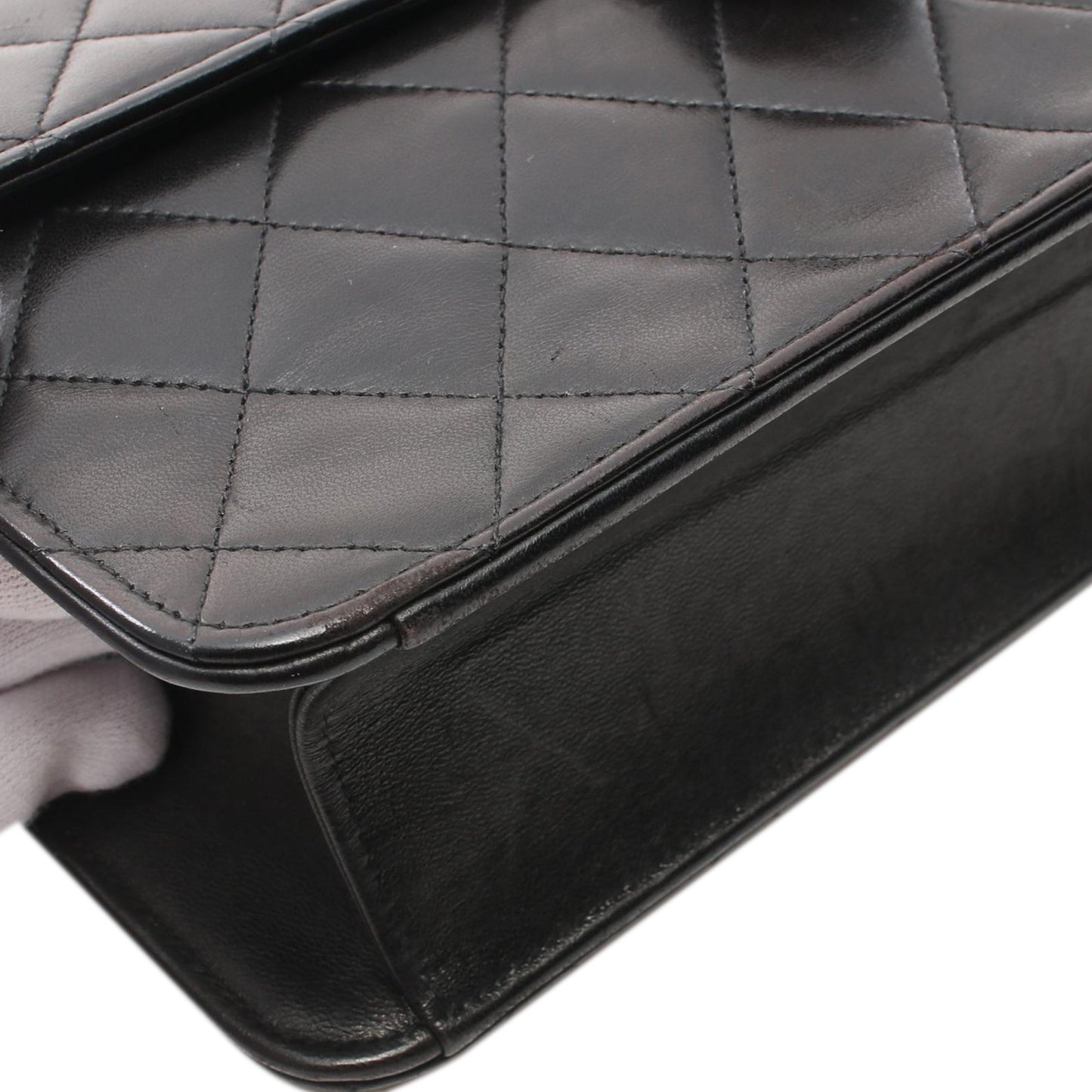 Black Chanel CC Quilted Lambskin Single Flap Crossbody Bag