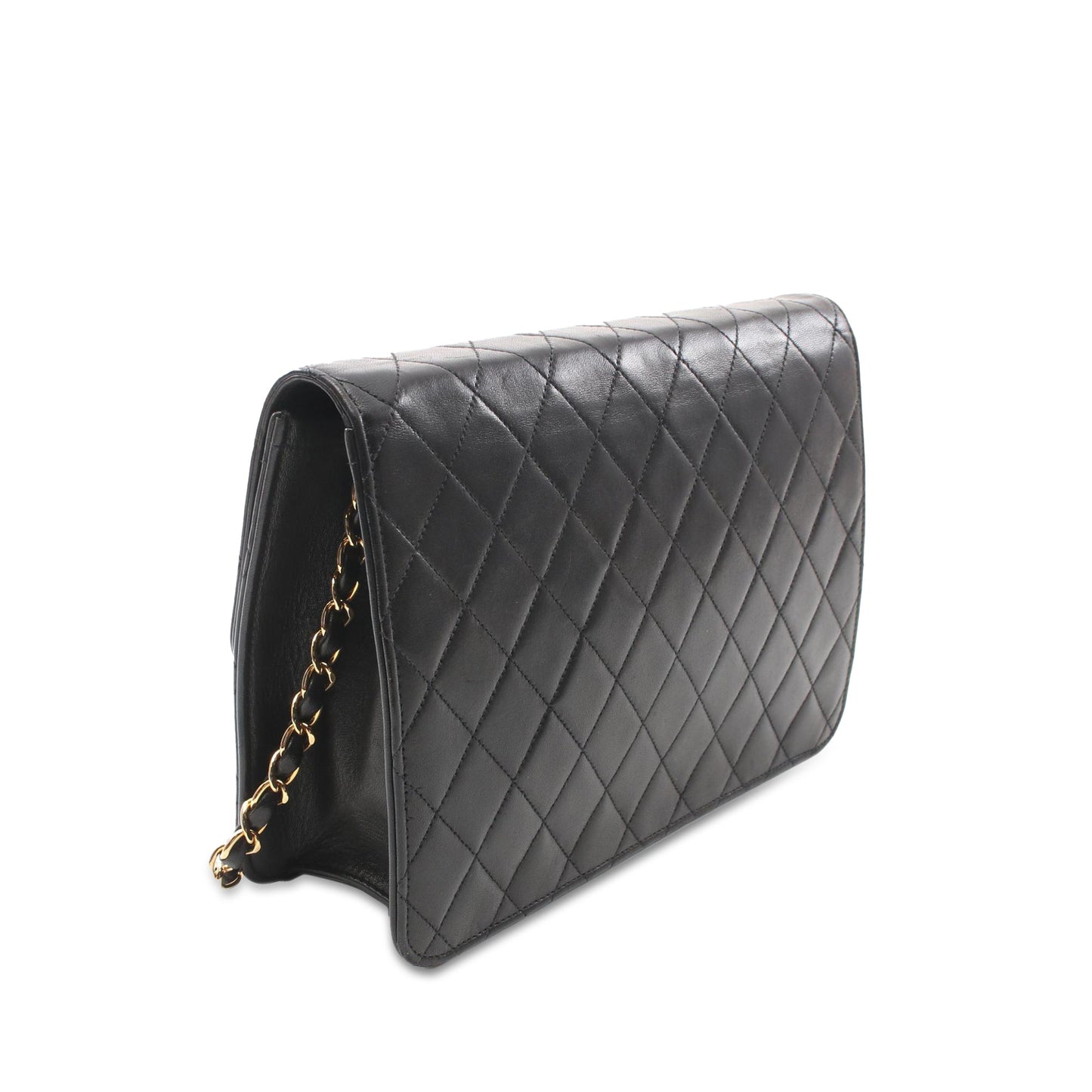 Black Chanel CC Quilted Lambskin Single Flap Crossbody Bag