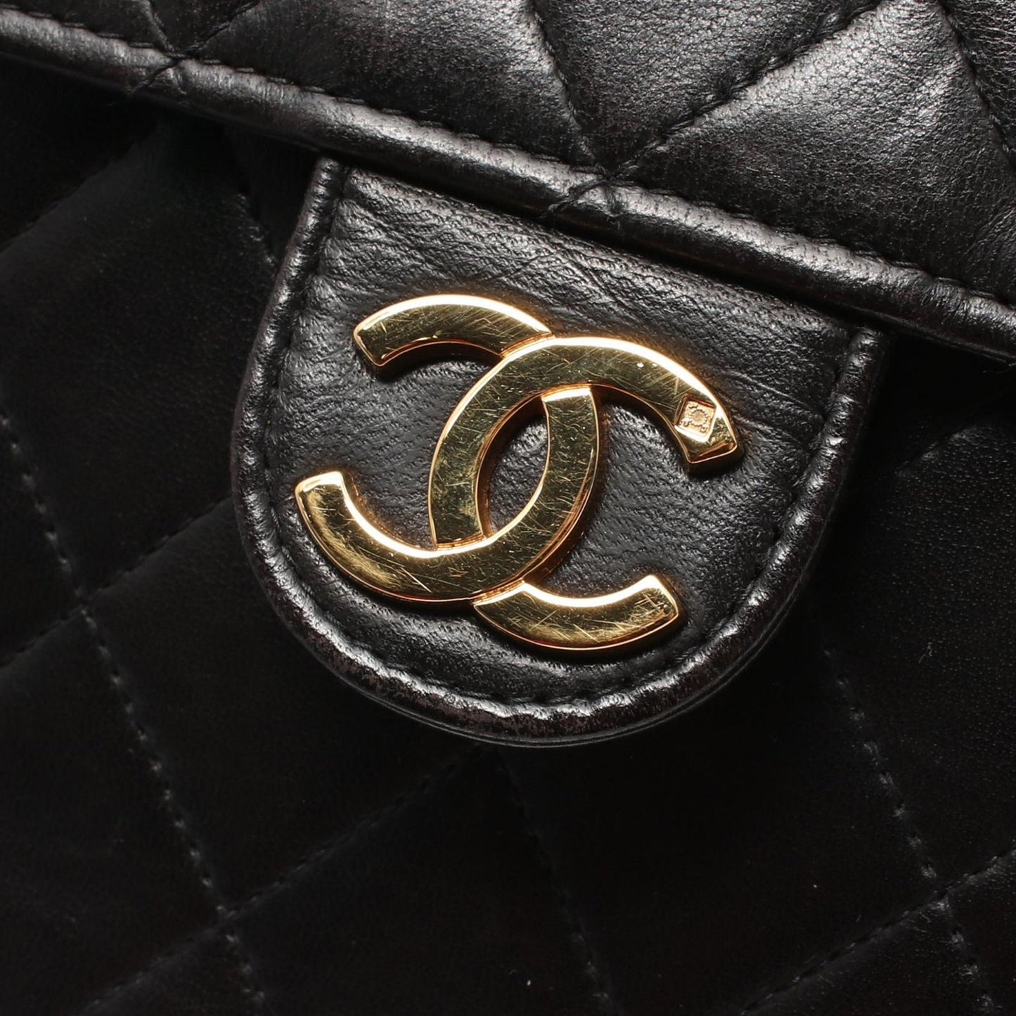 Black Chanel CC Quilted Lambskin Single Flap Crossbody Bag
