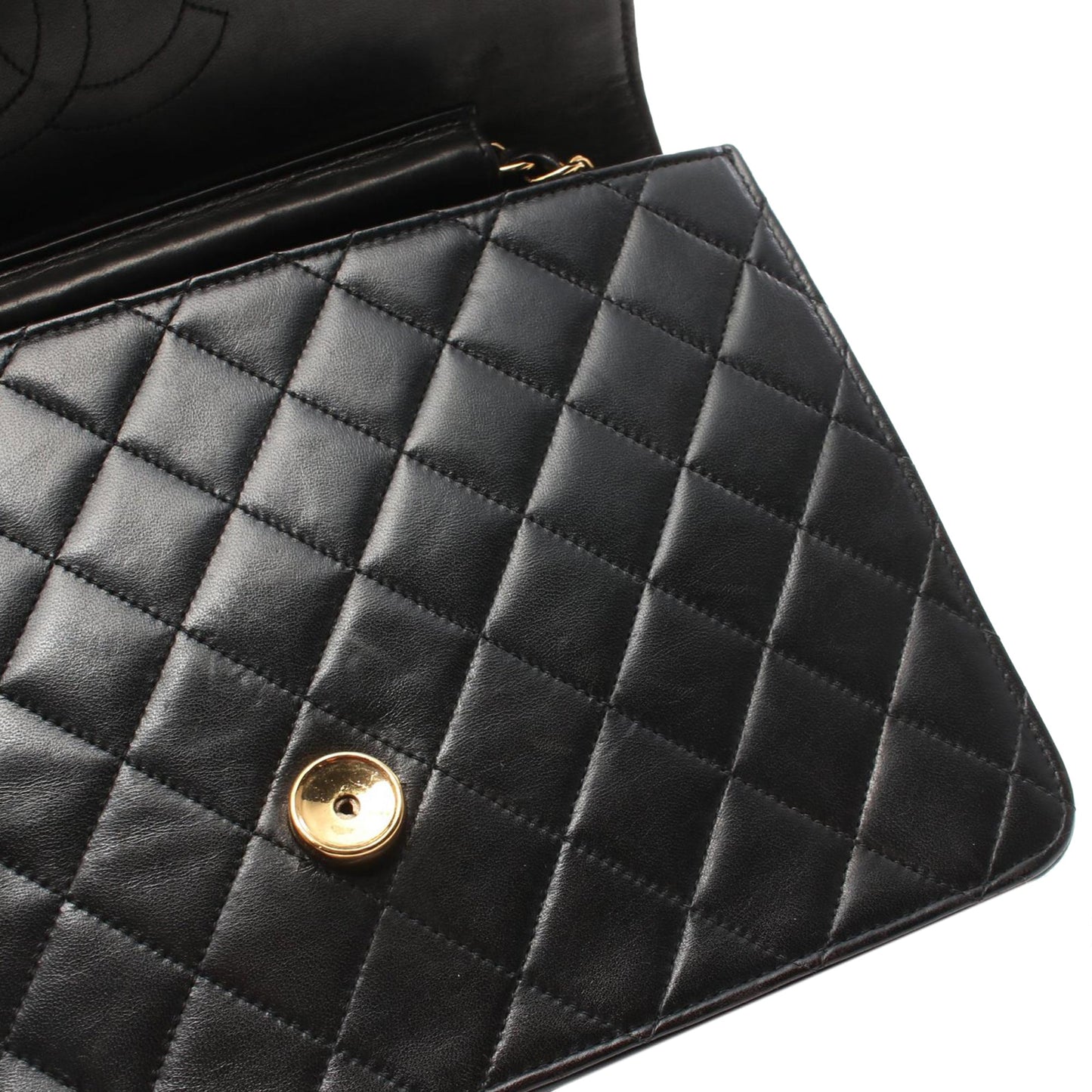 Black Chanel CC Quilted Lambskin Single Flap Crossbody Bag