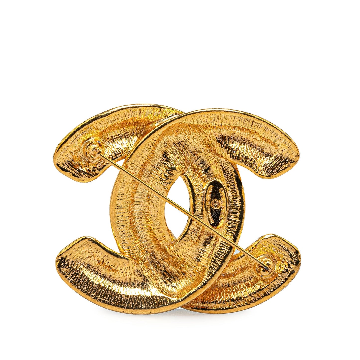 Gold Chanel Gold Plated CC Quilted Brooch