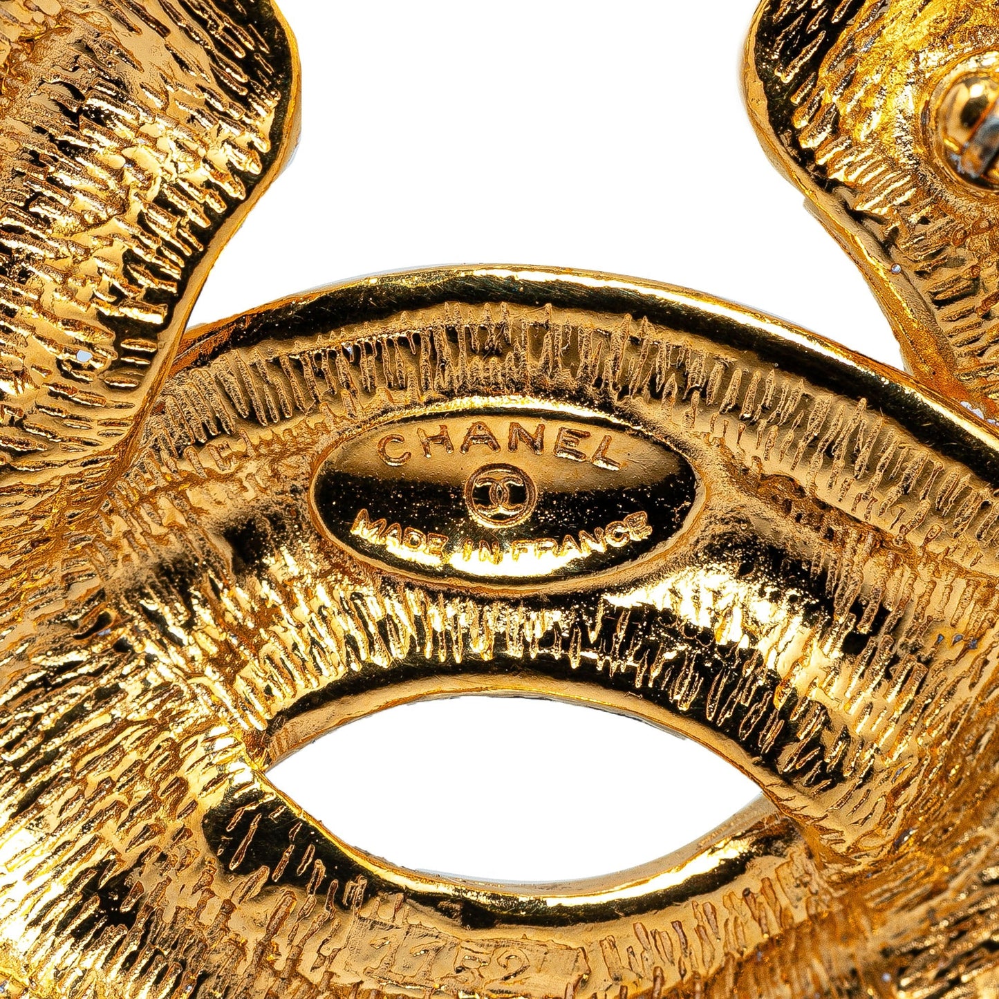 Gold Chanel Gold Plated CC Quilted Brooch