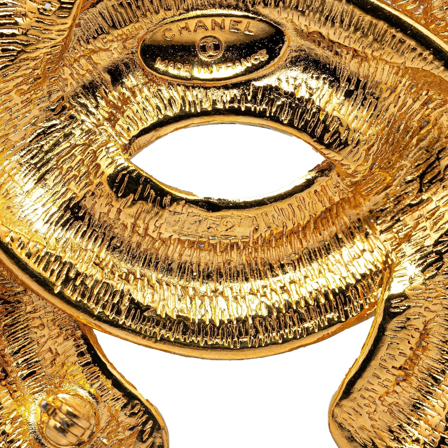 Gold Chanel Gold Plated CC Quilted Brooch