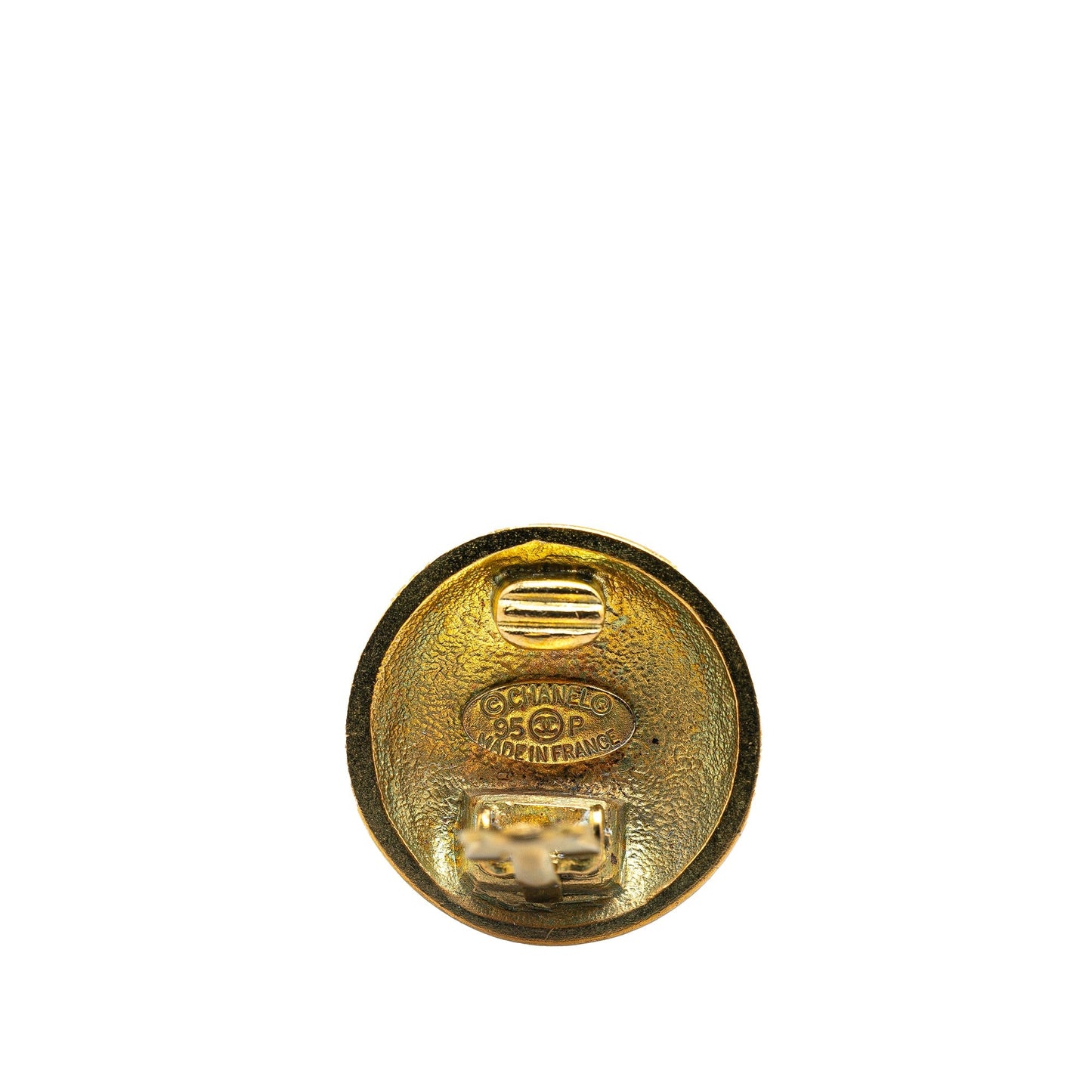 Gold Chanel Gold Plated CC Clip On Earrings