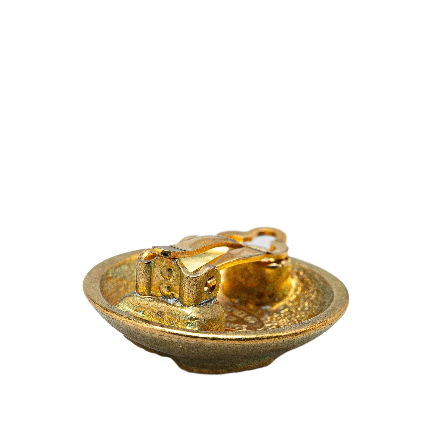 Gold Chanel Gold Plated CC Clip On Earrings