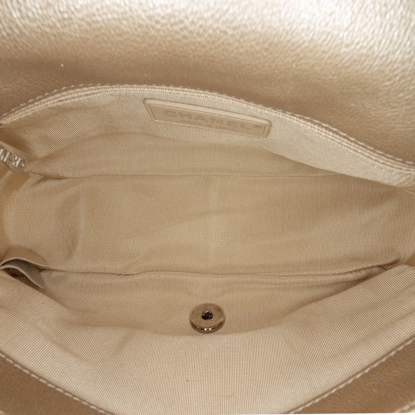 Gold Chanel Small Chevron Studded Calfskin Flap Shoulder Bag