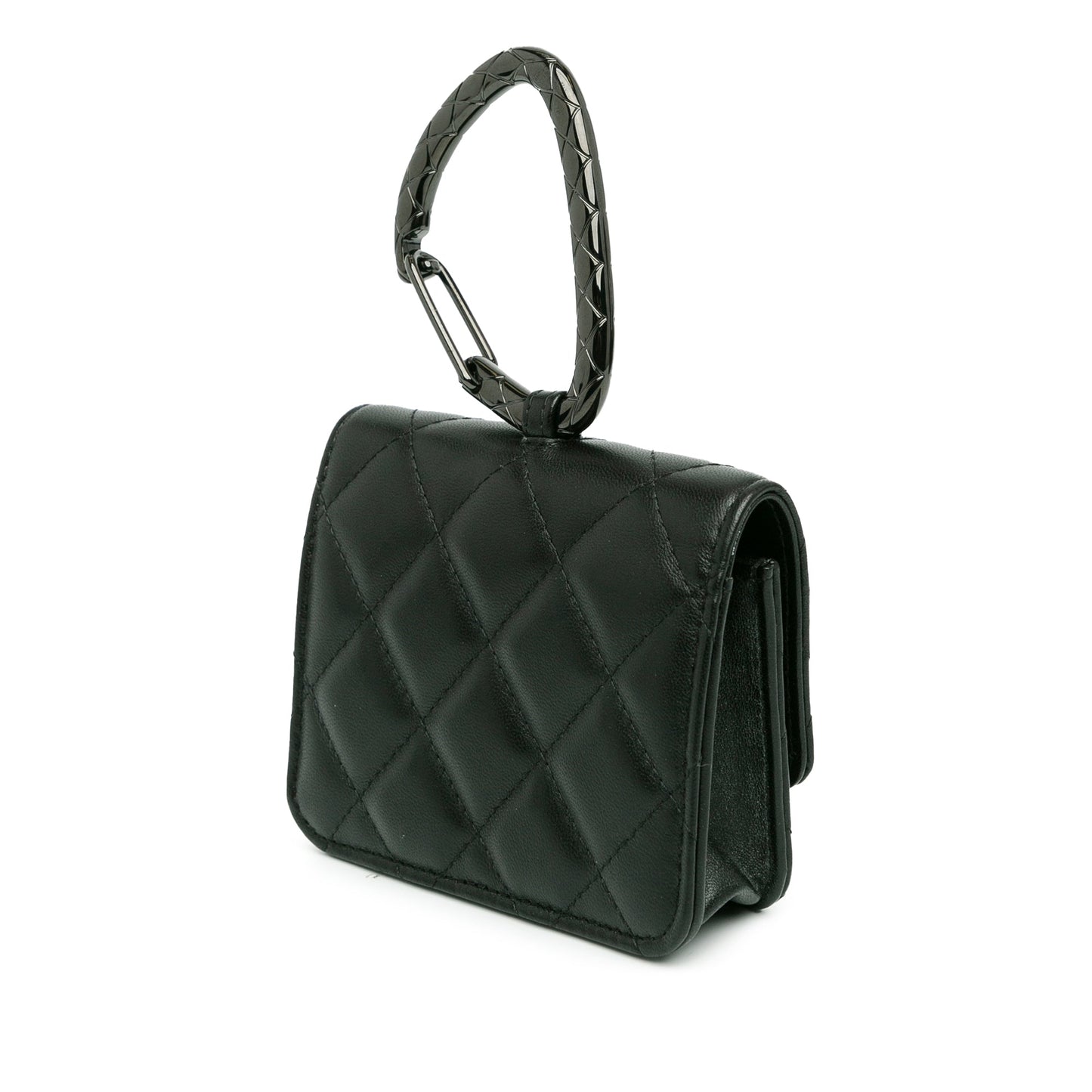 Chanel Sac Quilted Lambskin So Black CC Hook Card Holder