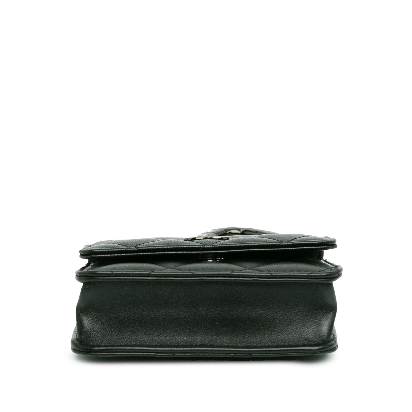 Chanel Sac Quilted Lambskin So Black CC Hook Card Holder