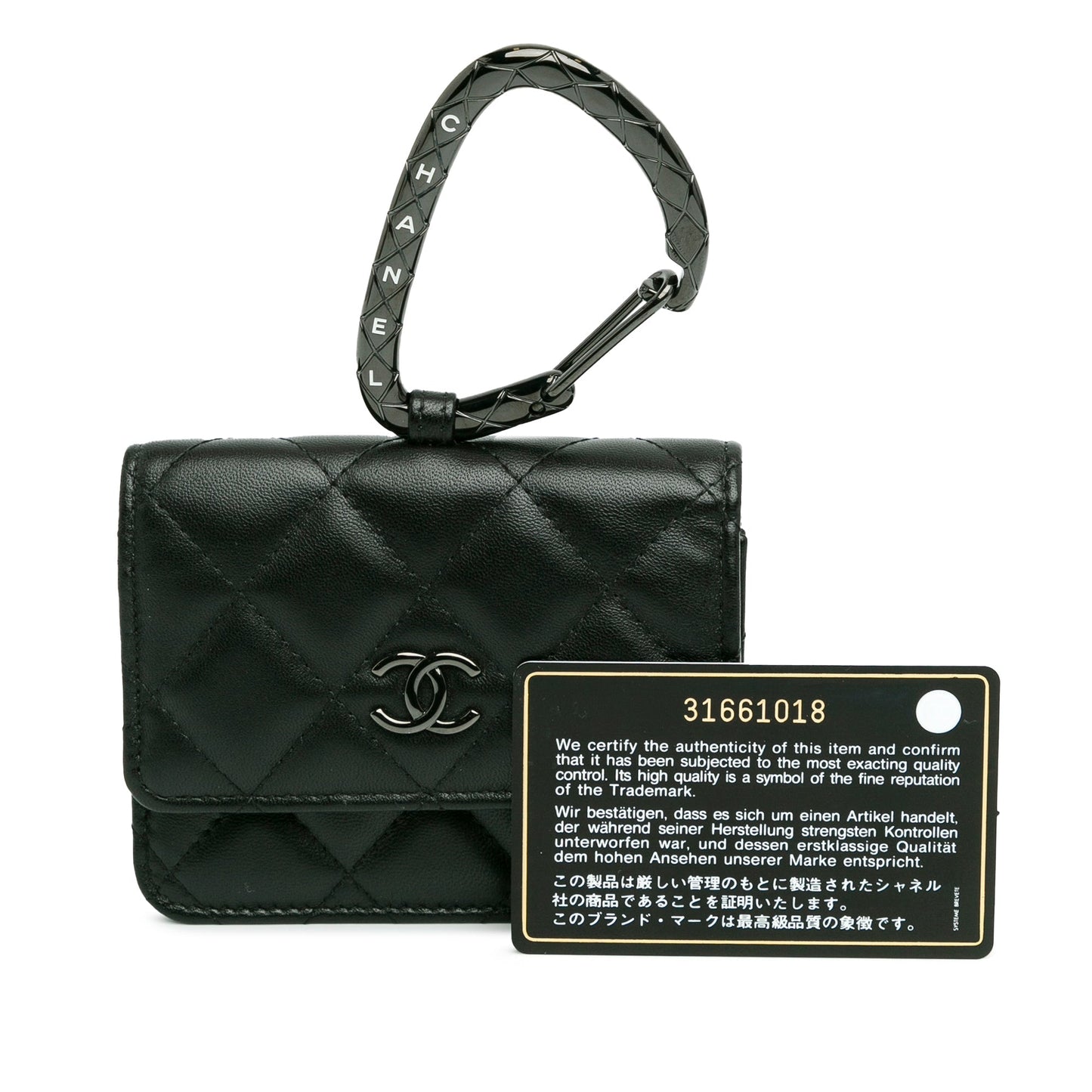 Chanel Sac Quilted Lambskin So Black CC Hook Card Holder