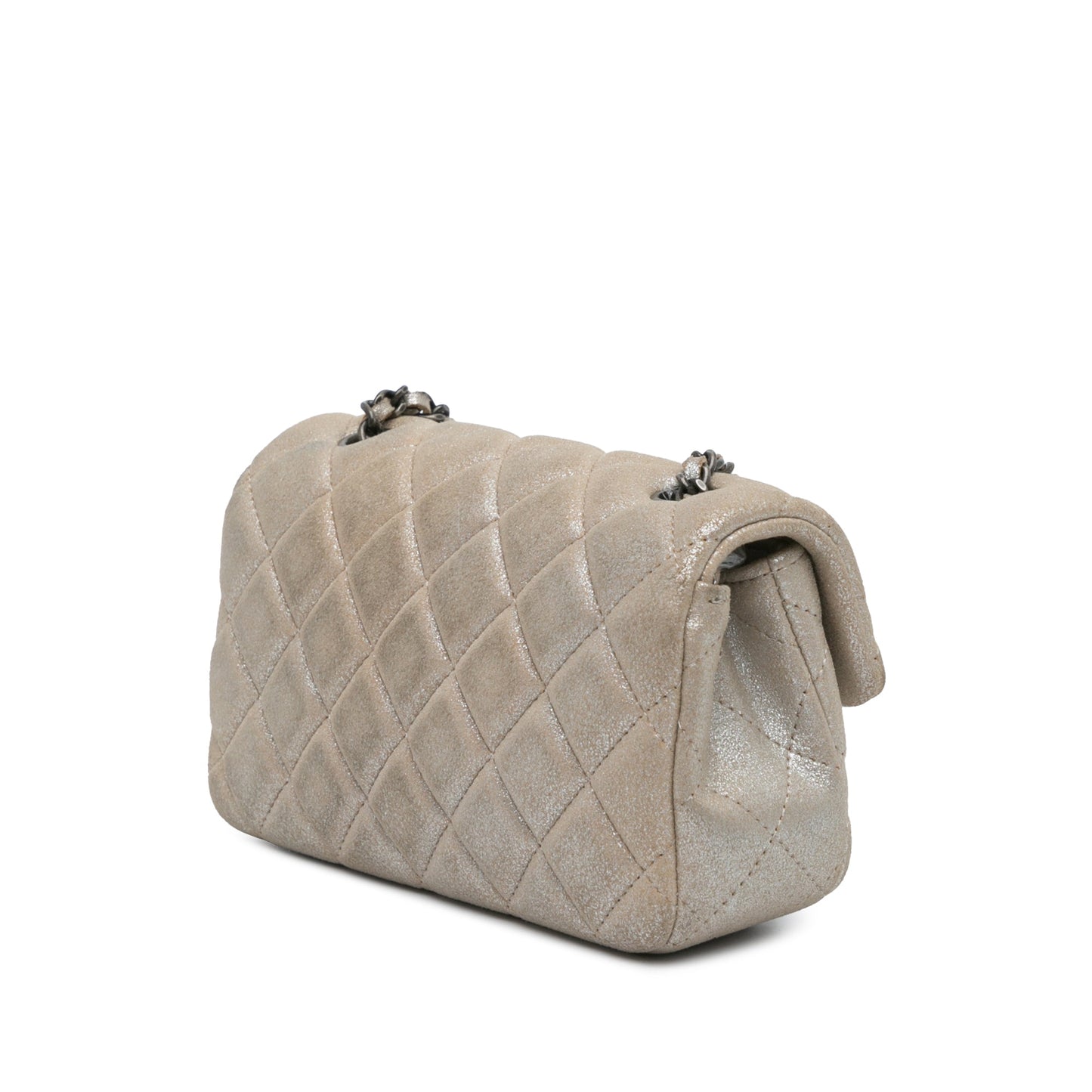 Gold Chanel Extra Mini Rectangular Classic Metallic Calfskin Single Flap Crossbody Bag
