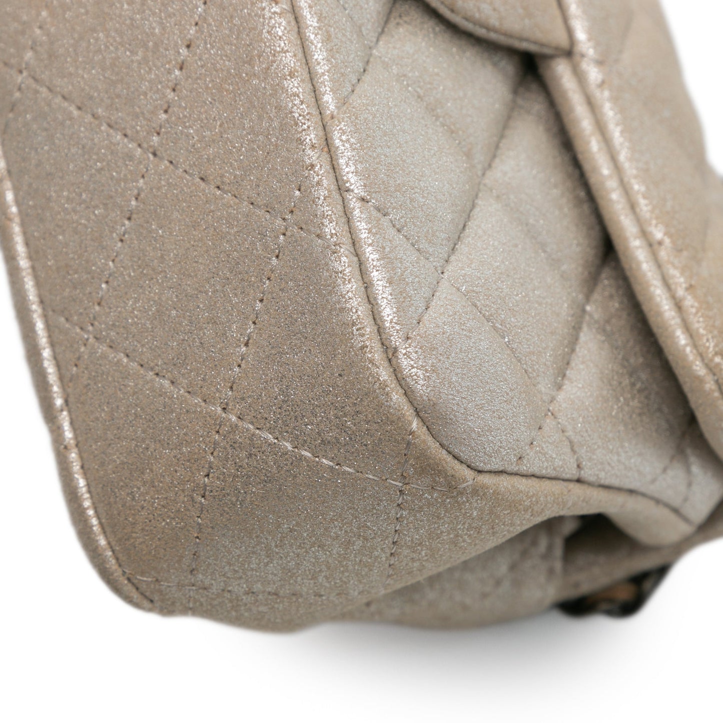Gold Chanel Extra Mini Rectangular Classic Metallic Calfskin Single Flap Crossbody Bag