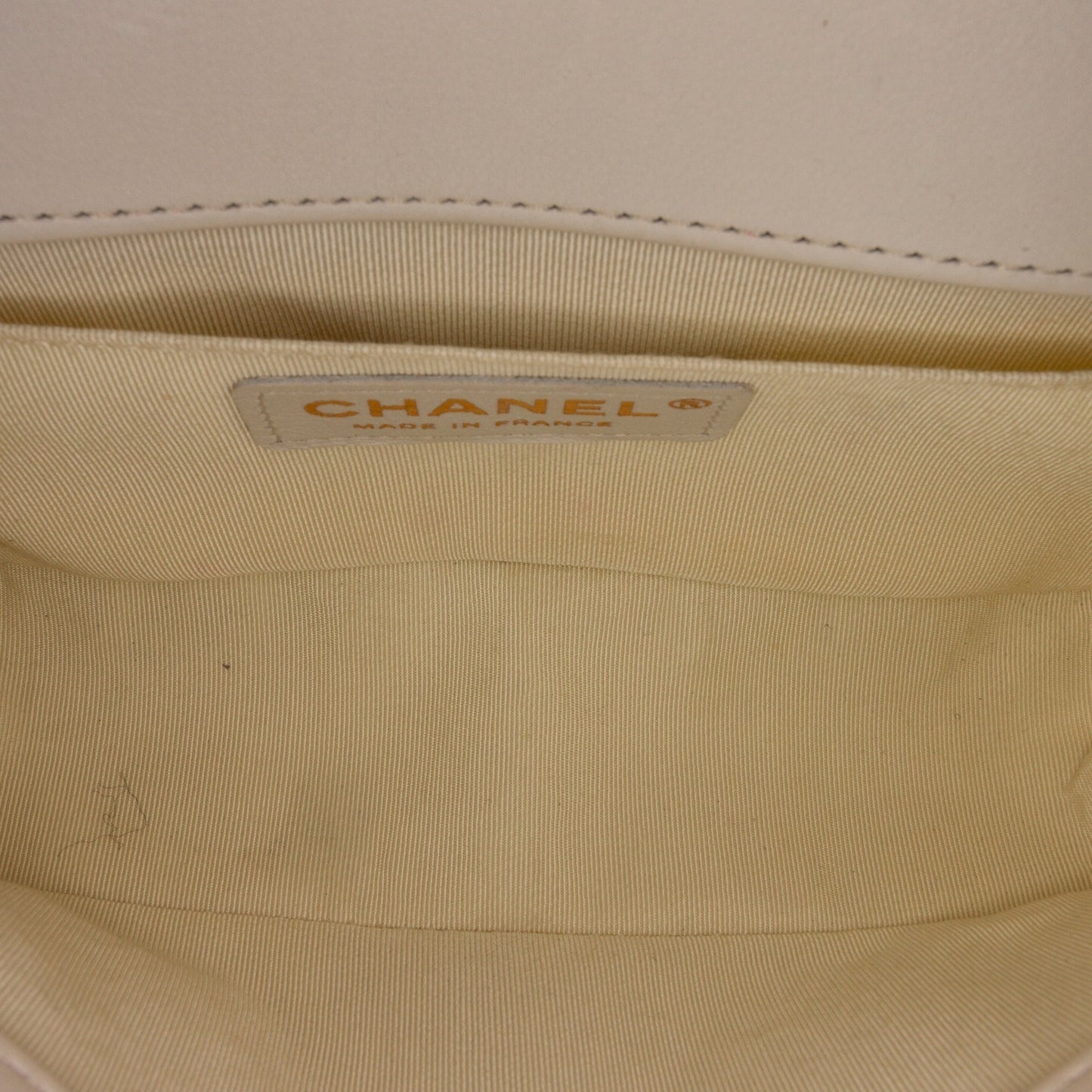 Chanel Boy Small White Embroidered Lurex Chevron Lambskin Gold