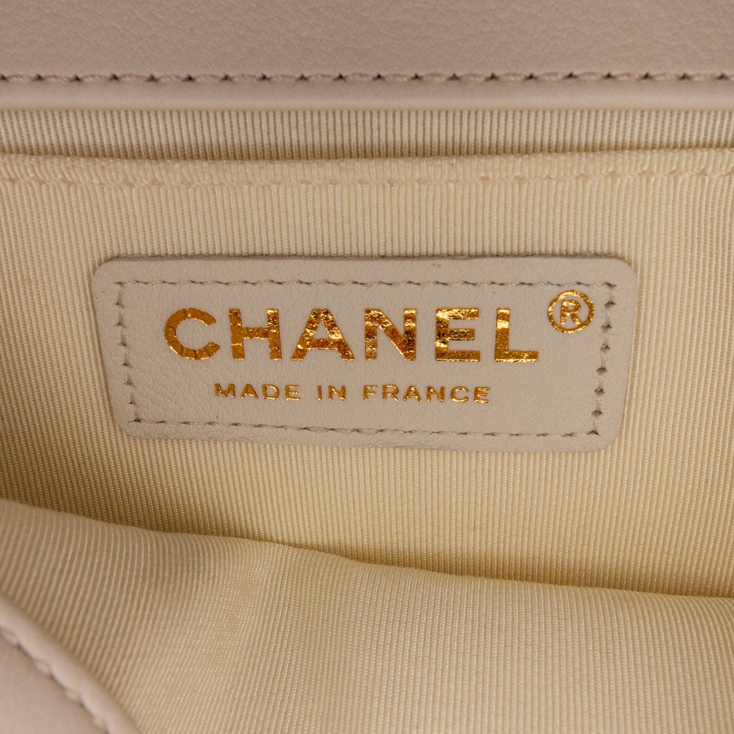 Chanel Boy Small White Embroidered Lurex Chevron Lambskin Gold