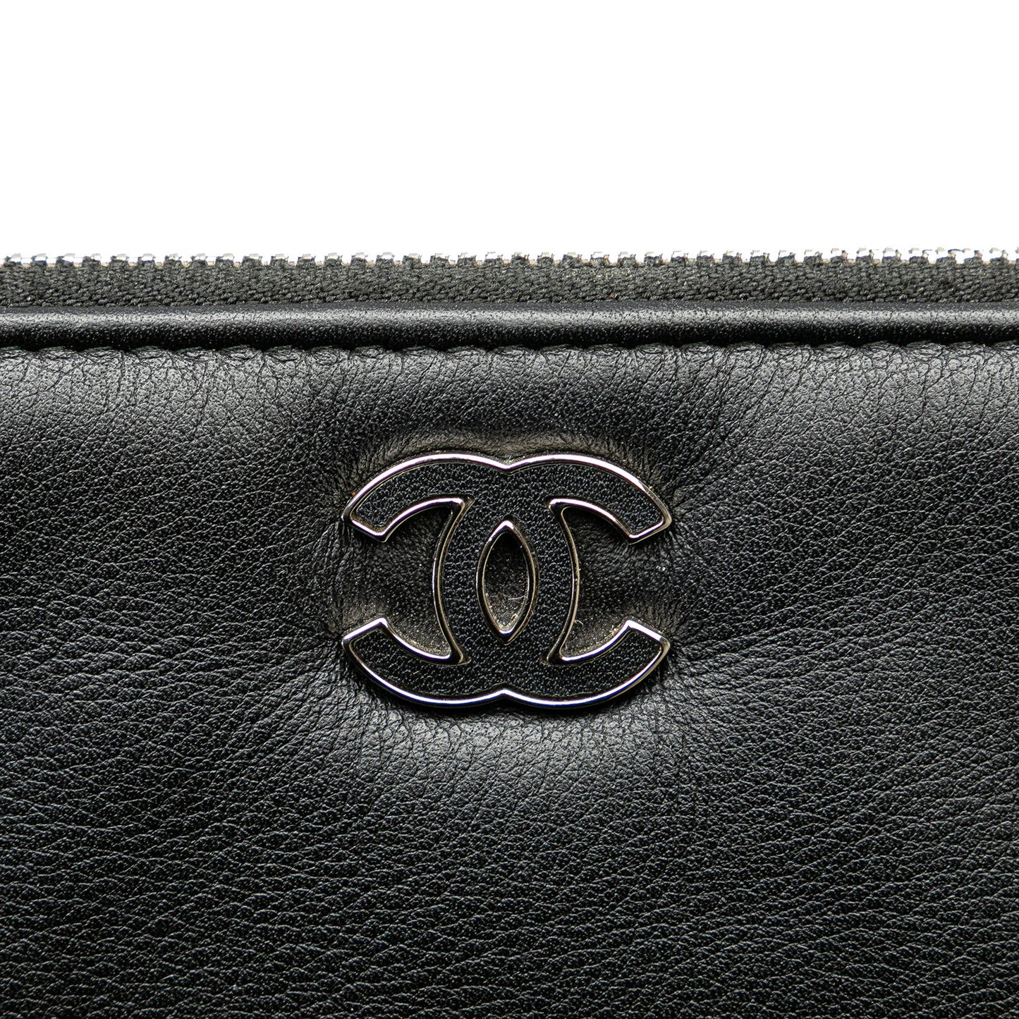 Black Chanel Large Diagonal Chevron Calfskin Tassel O Case Clutch